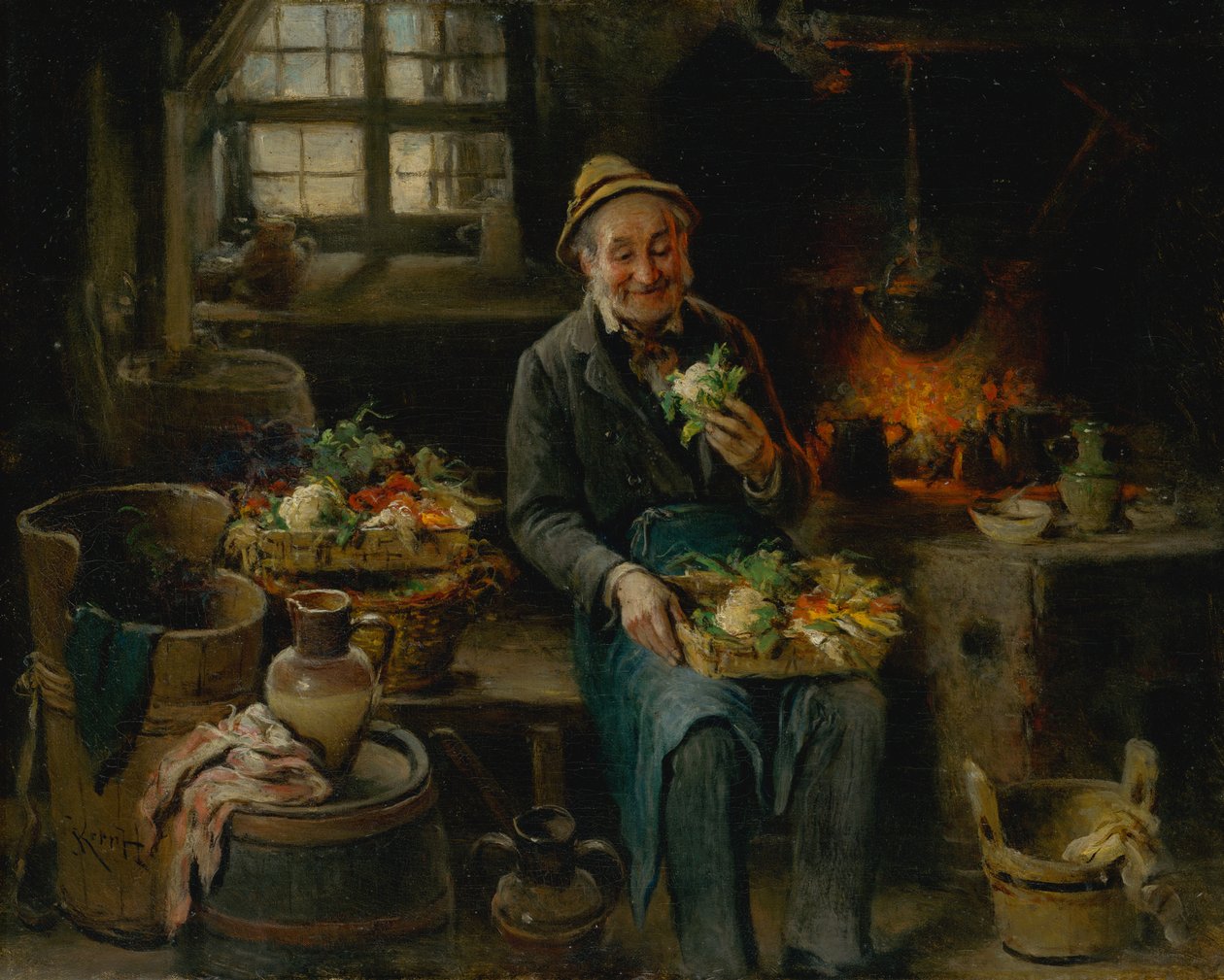 Stary człowiek w kuchni , 1875. autorstwa Hermann Kern