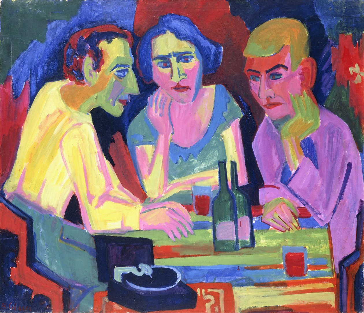 Trzy osoby przy stole, 1924 autorstwa Hermann Scherer