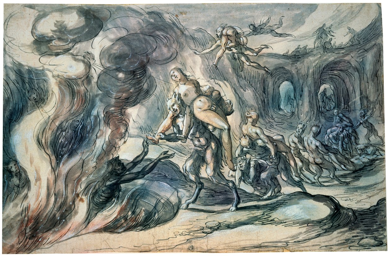 Eurydyka w piekle, początek XVII wieku. autorstwa Hermann Weyer