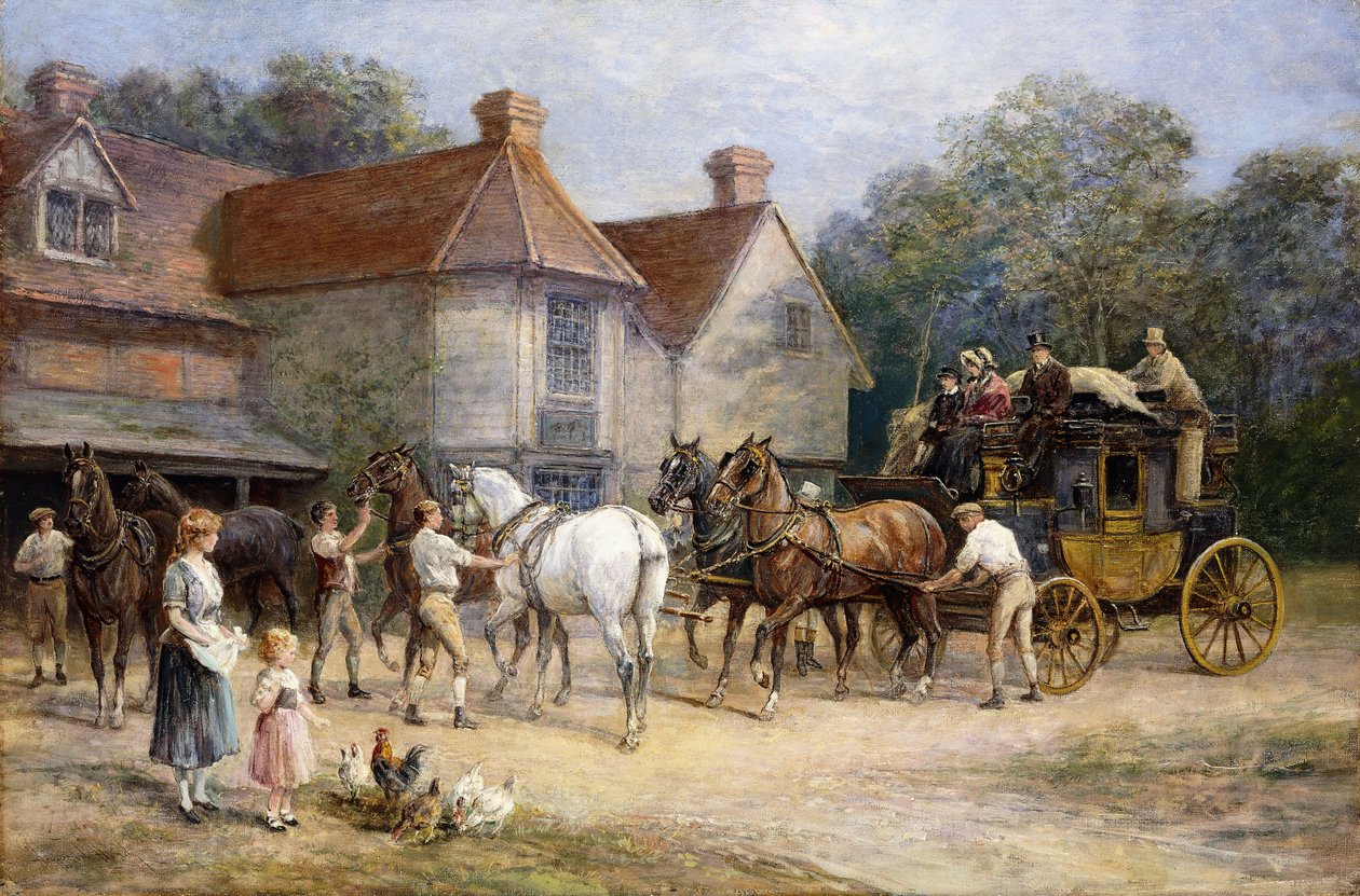 Zmiana koni, autorstwa Heywood Hardy