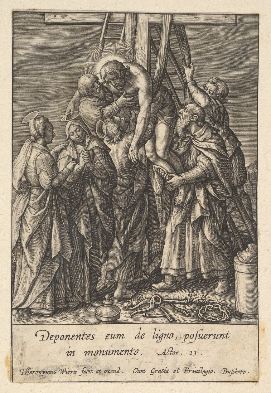 Zejście z Krzyża, przed 1619 r. autorstwa Hieronymous Wierix