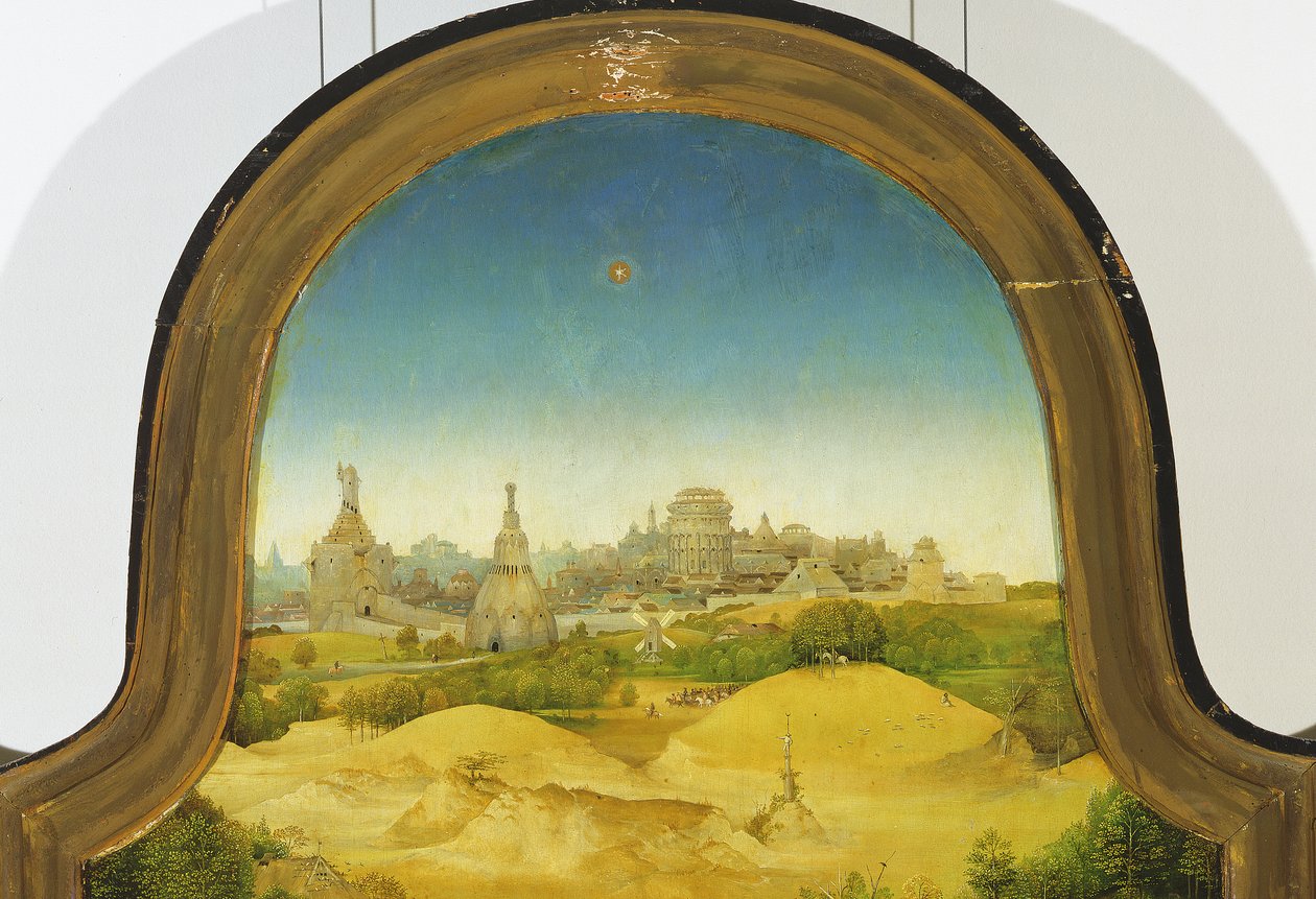 Pokłon Trzech Króli, fragment tła, 1510 olej na fragmencie deski z 3427 autorstwa Hieronymus Bosch