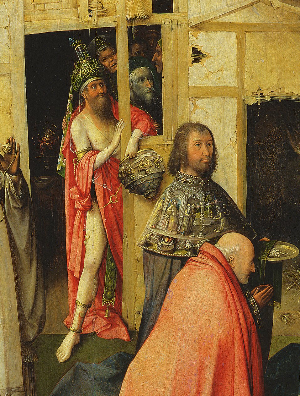 Adoracja Trzech Króli, fragment Antychrysta, 1510 olej na fragmencie panelu z 3427 autorstwa Hieronymus Bosch
