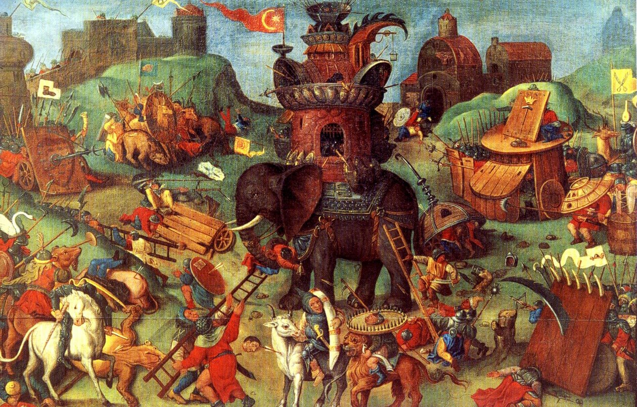 Słoń bojowy autorstwa Hieronymus Bosch