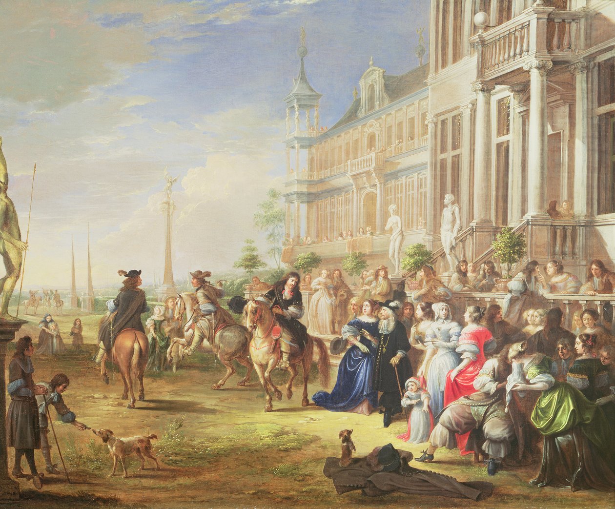 Eleganckie towarzystwo przed pałacem, 1668 autorstwa Hieronymus Janssens