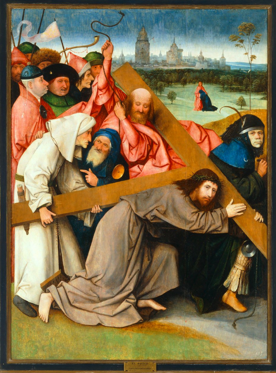Niesienie krzyża... (olej na drewnie) autorstwa Hieronymus Bosch