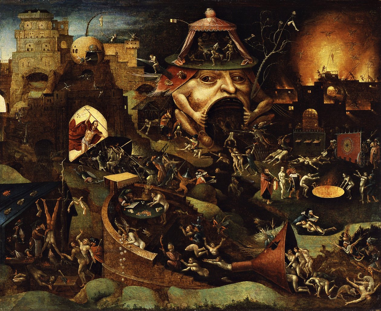 Chrystus w otchłani (olej na drewnie) autorstwa Hieronymus Bosch