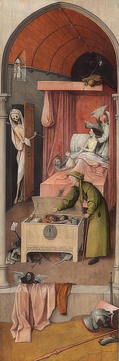 Śmierć i zniewaga. Około 1485/1490 autorstwa Hieronymus Bosch