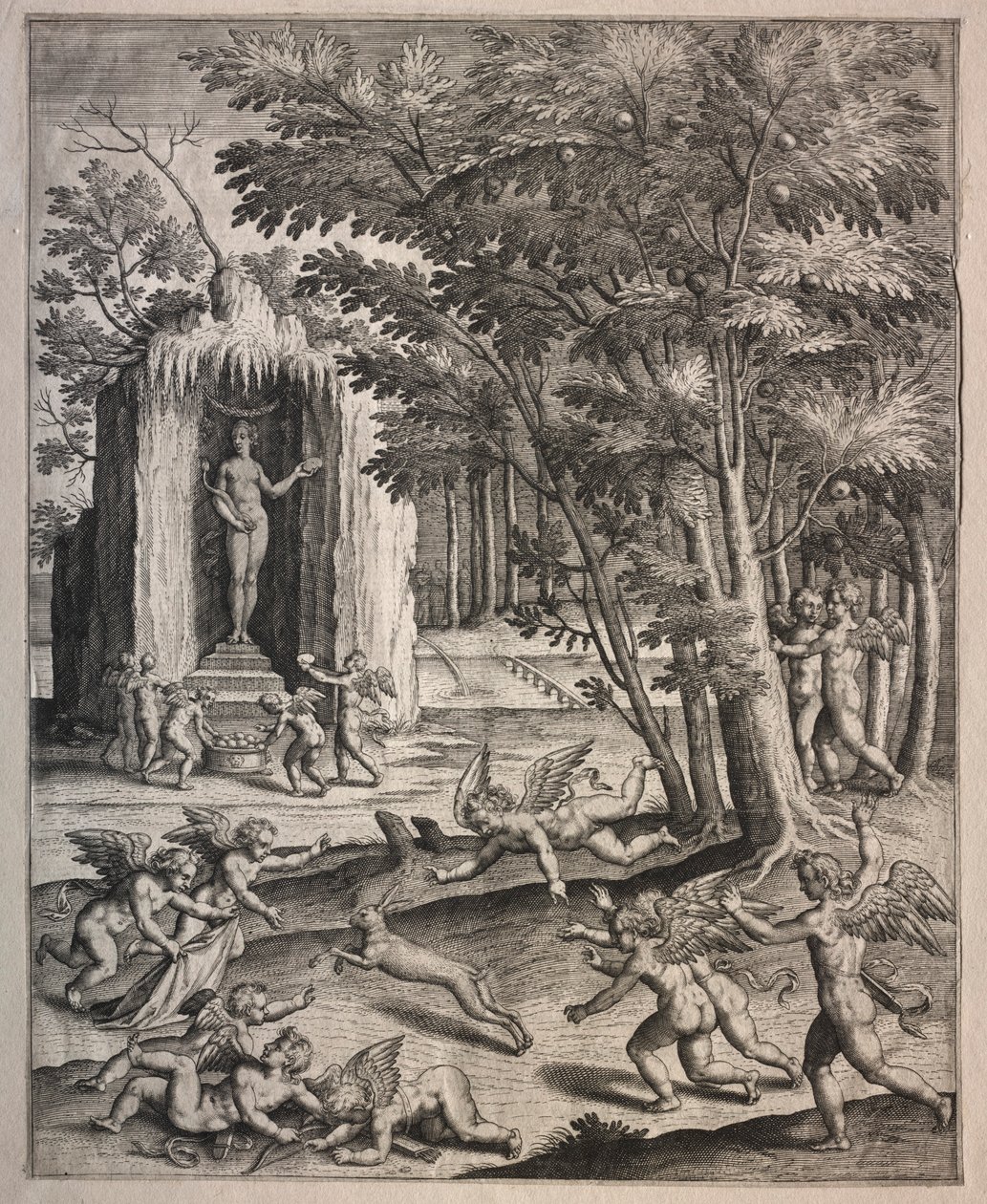 Amorki w Play. autorstwa Hieronymus or Jerome Wierix