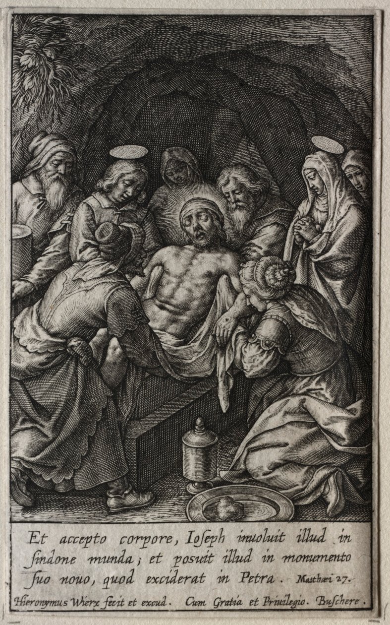 Pasja: złożenie do grobu. autorstwa Hieronymus or Jerome Wierix