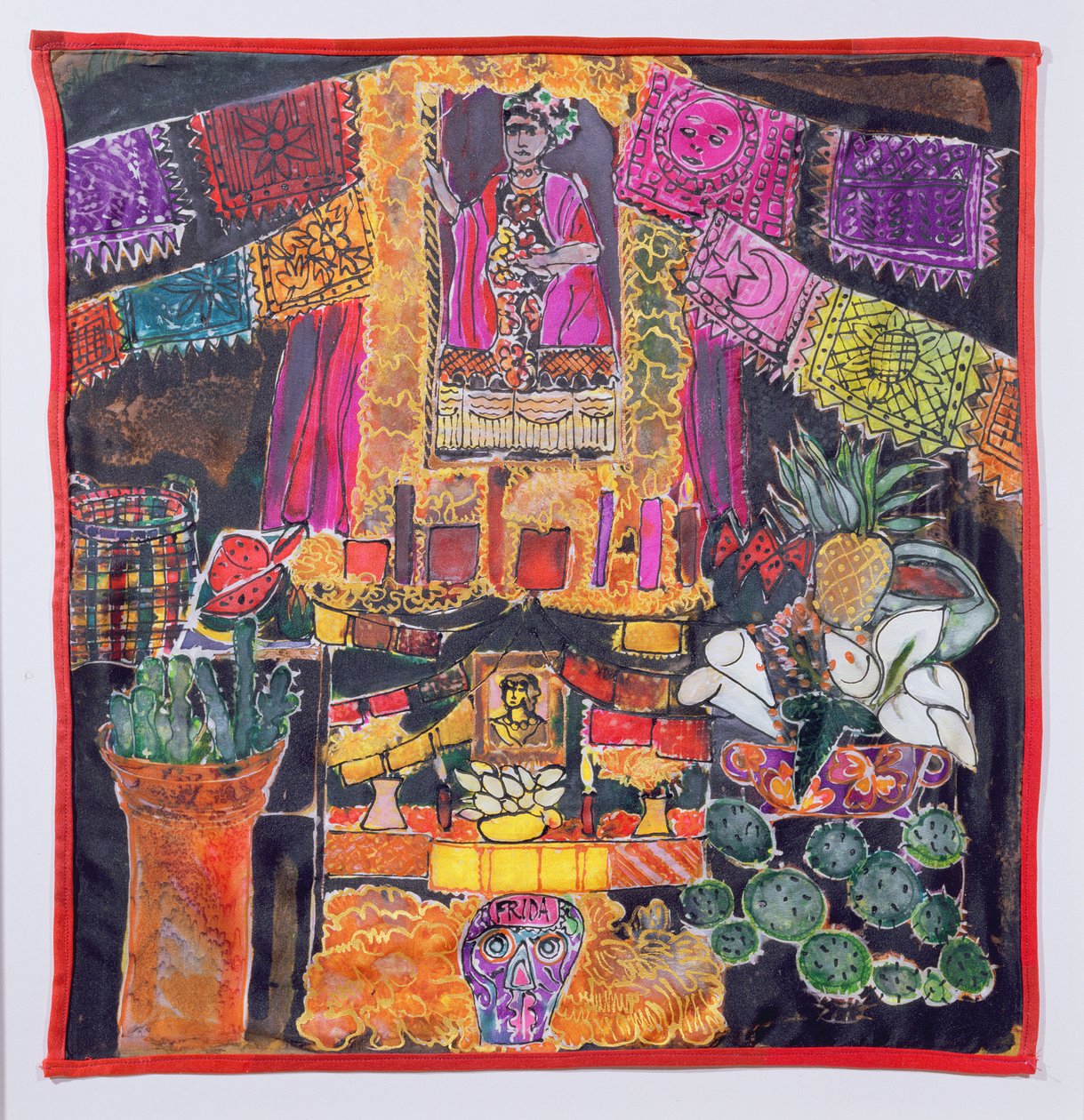 Frida Kahlo (1910-54) Sanktuarium, 2005 (barwniki na jedwabiu) autorstwa Hilary Simon