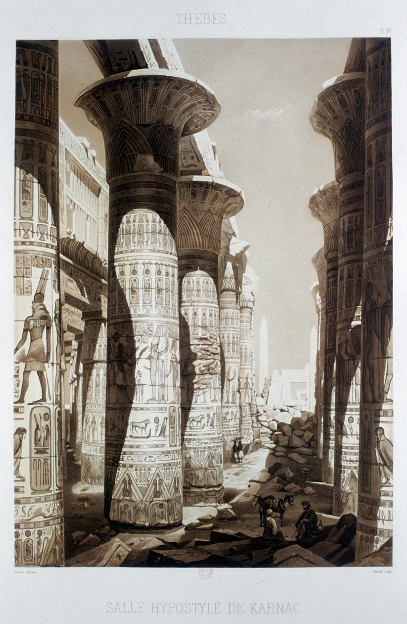 „Hypostyl Hall, Teby, Karnak”, Egipt, 1841 r. autorstwa Himely