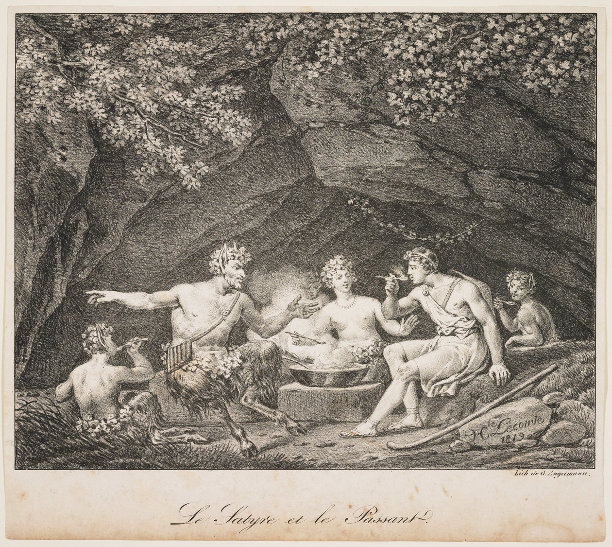 Satyr i przechodzień, 1819 autorstwa Hippolyte Lecomte