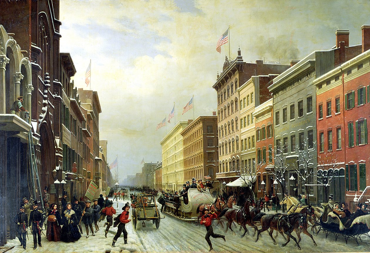 Scena uliczna w Nowym Jorku autorstwa Hippolyte Victor Valentin Sebron