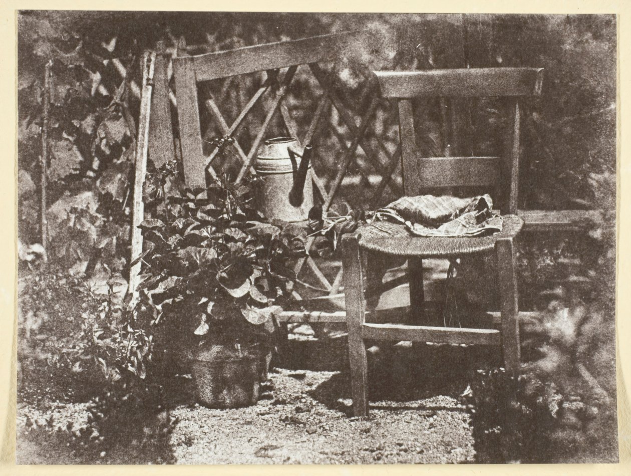 Krzesło w ogrodzie, 184250, druk 1965. autorstwa Hippolyte Bayard