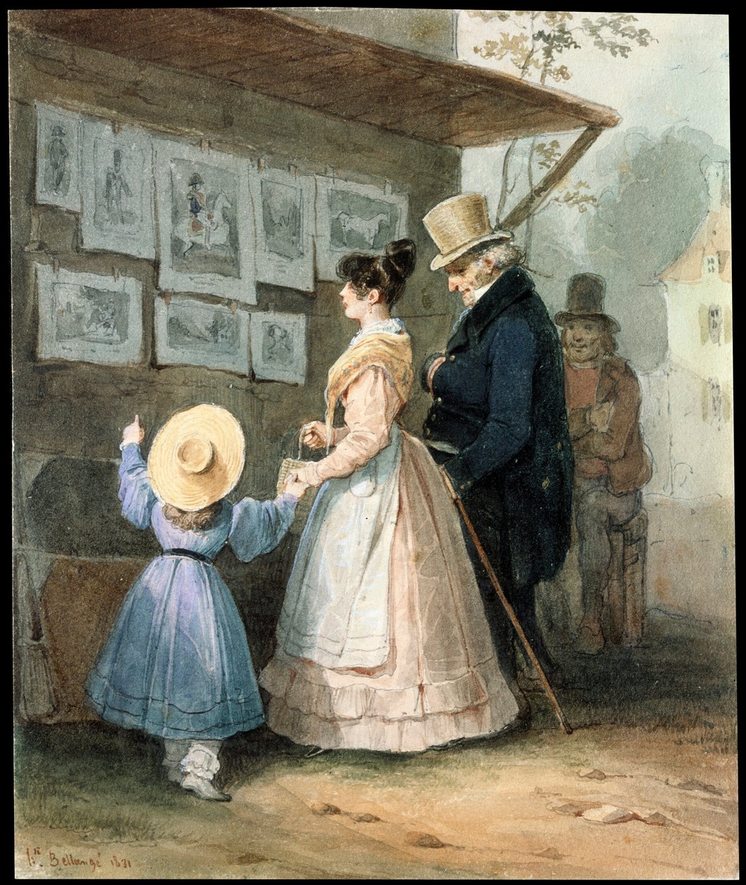 U sprzedawcy rycin”, 1831. autorstwa Hippolyte Bellange