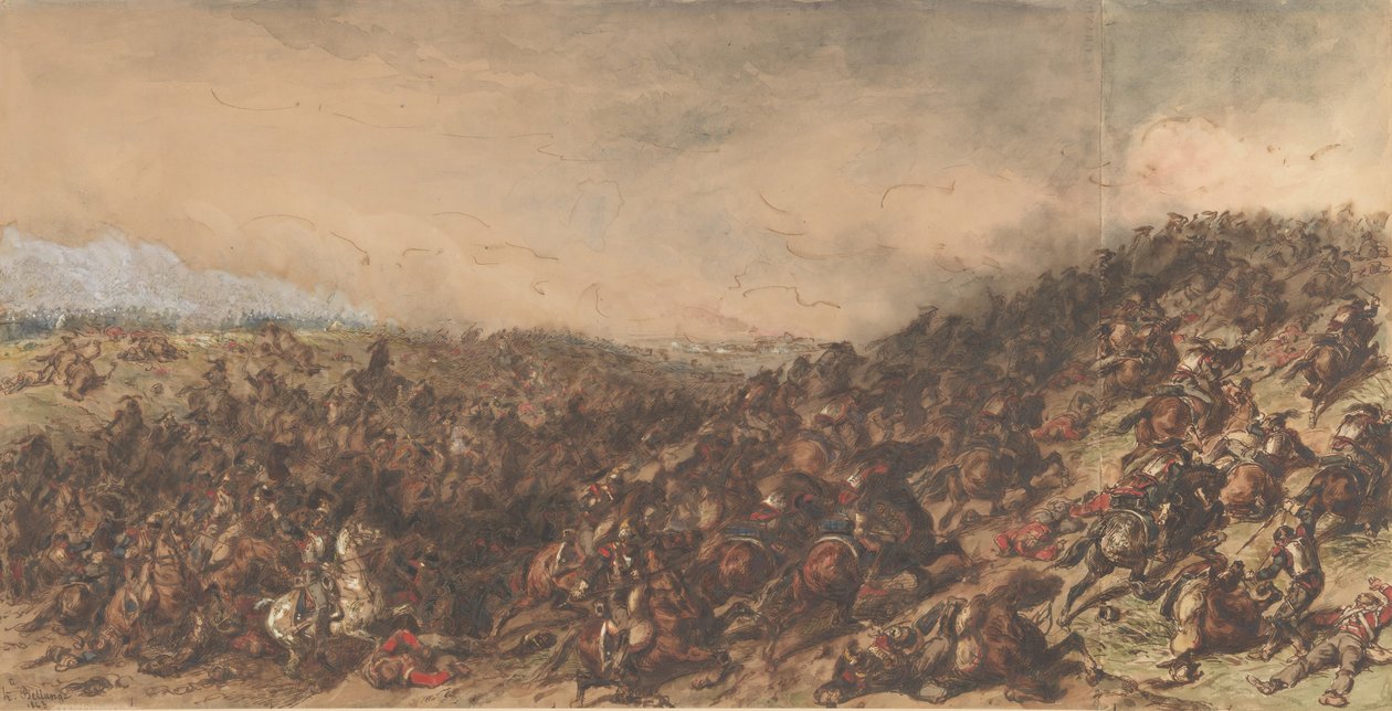 Scena bitwy pod Waterloo, 1815-66. autorstwa Hippolyte Bellange