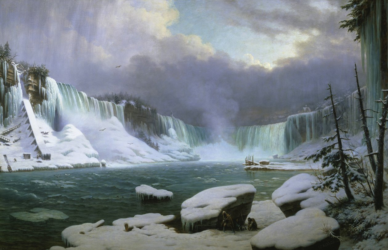 Wodospad Niagara zimą autorstwa Hippolyte Sebron
