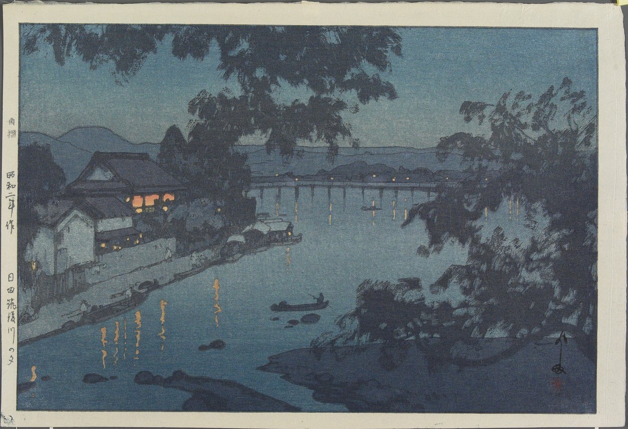 Wieczór nad rzeką Chikugo w Hita autorstwa Hiroshi Yoshida