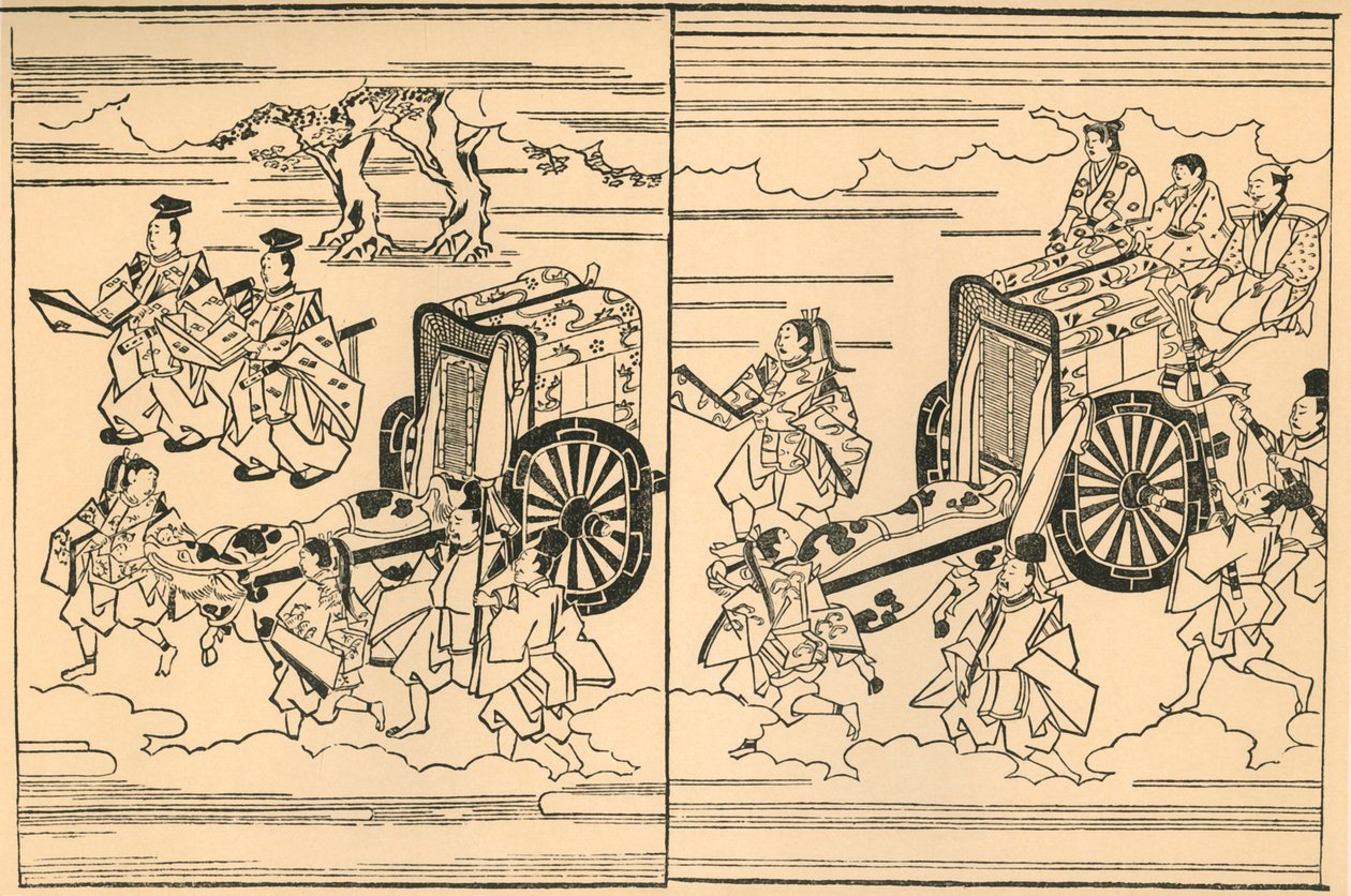 Powozy wołowe, 1663, 1924. autorstwa Hishikawa Moronobu