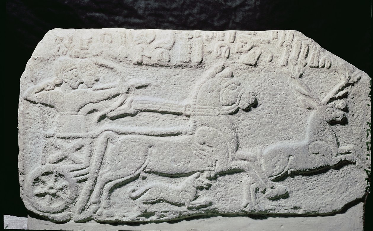 Płaskorzeźba przedstawiająca polowanie na jelenie autorstwa Hittite