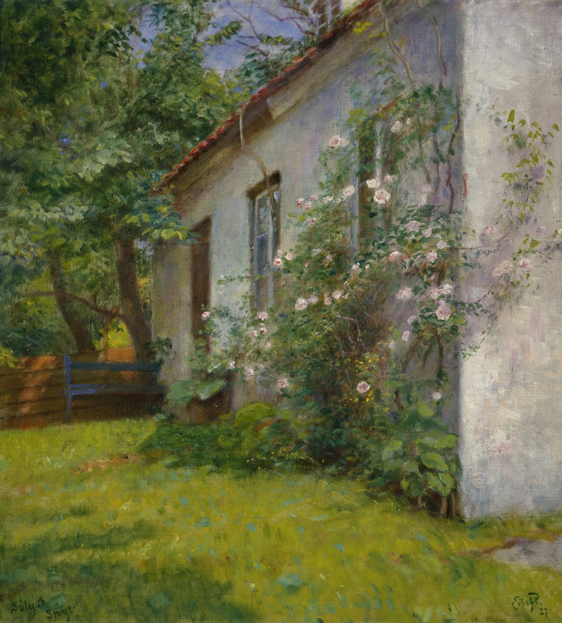 Dom z krzewem róży, Sandø autorstwa Hjalmer Eilif Emanuel Peterssen