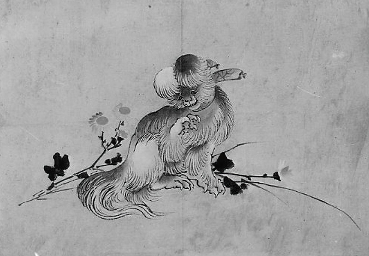 Pekińczyk, XIX wiek. autorstwa Hokusai School.