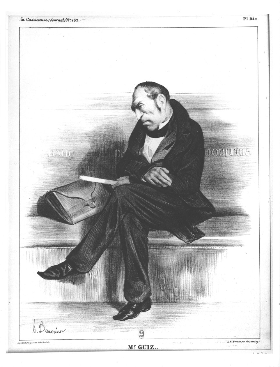 Karykatura Francois Guizot (1787-1874), z "La Caricature". autorstwa Honoré Daumier