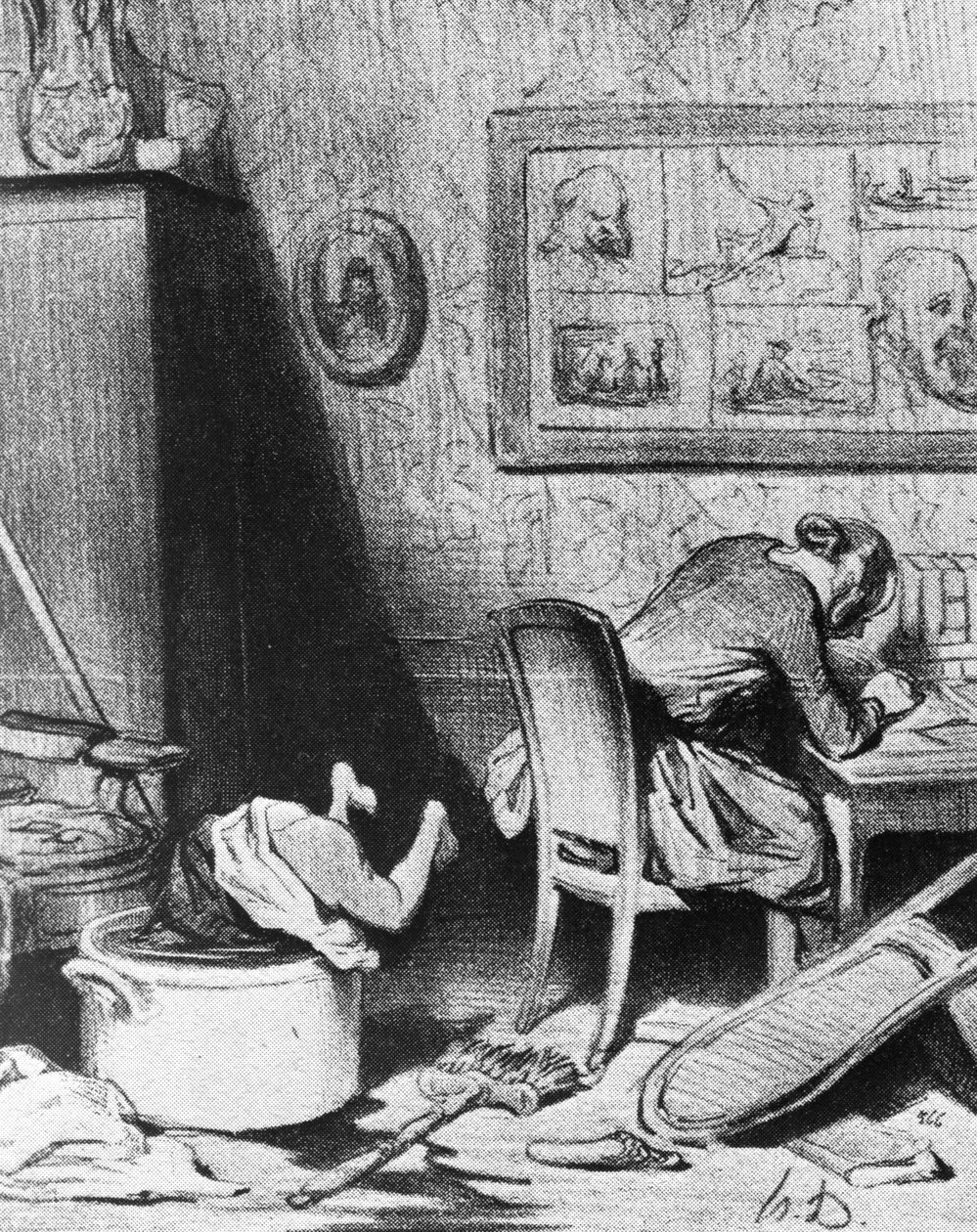 Autorka zaniedbująca rodzinę autorstwa Honoré Daumier