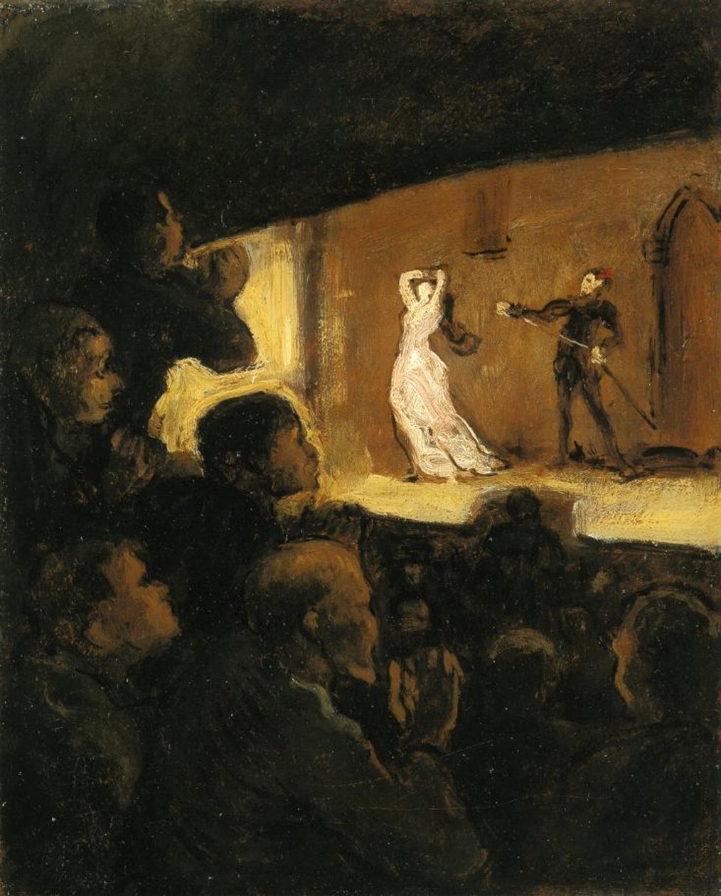 W teatrze, 1860-64 autorstwa Honoré Daumier