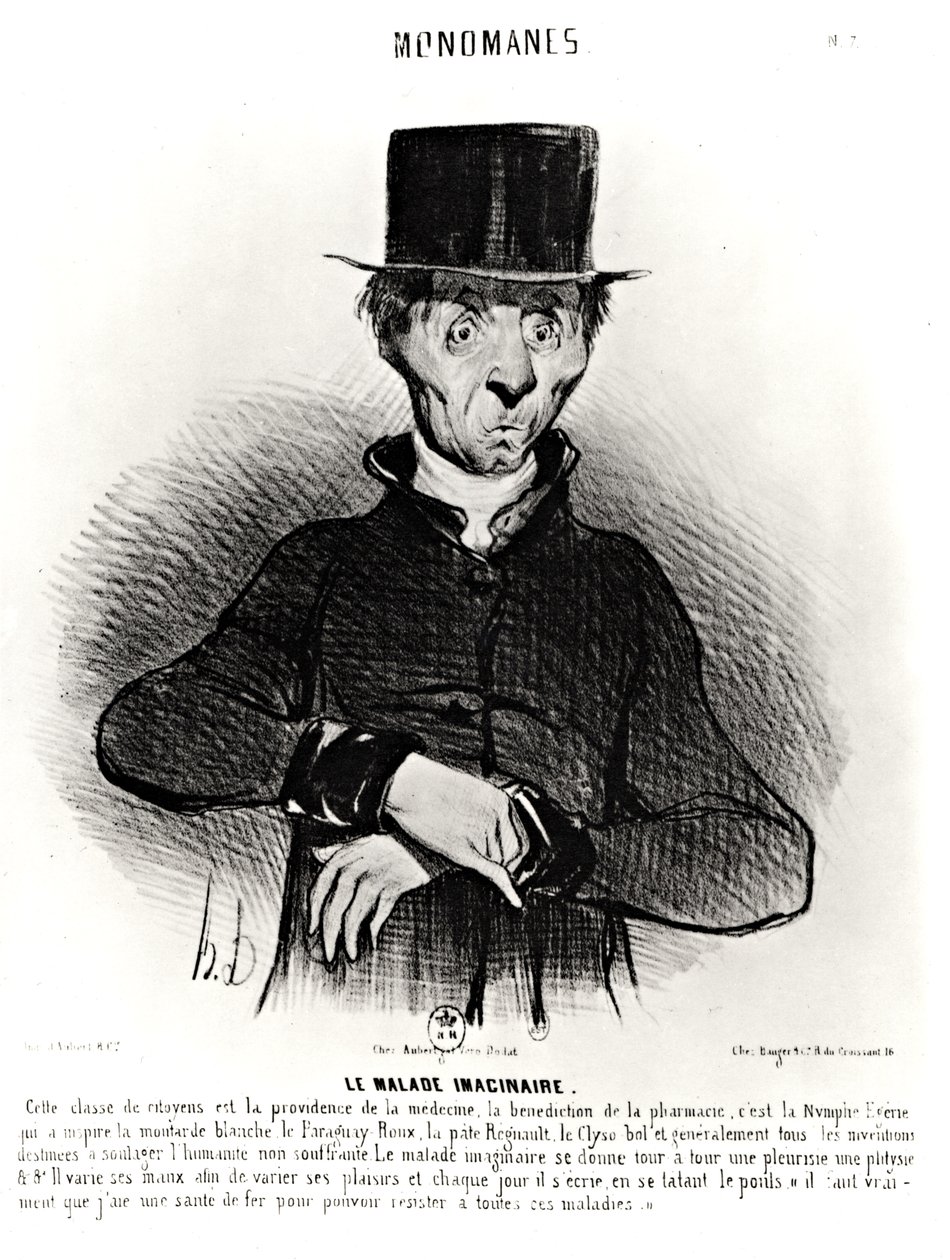 Le Malade Imaginaire, z serii „Monomanes”, 1830 autorstwa Honoré Daumier