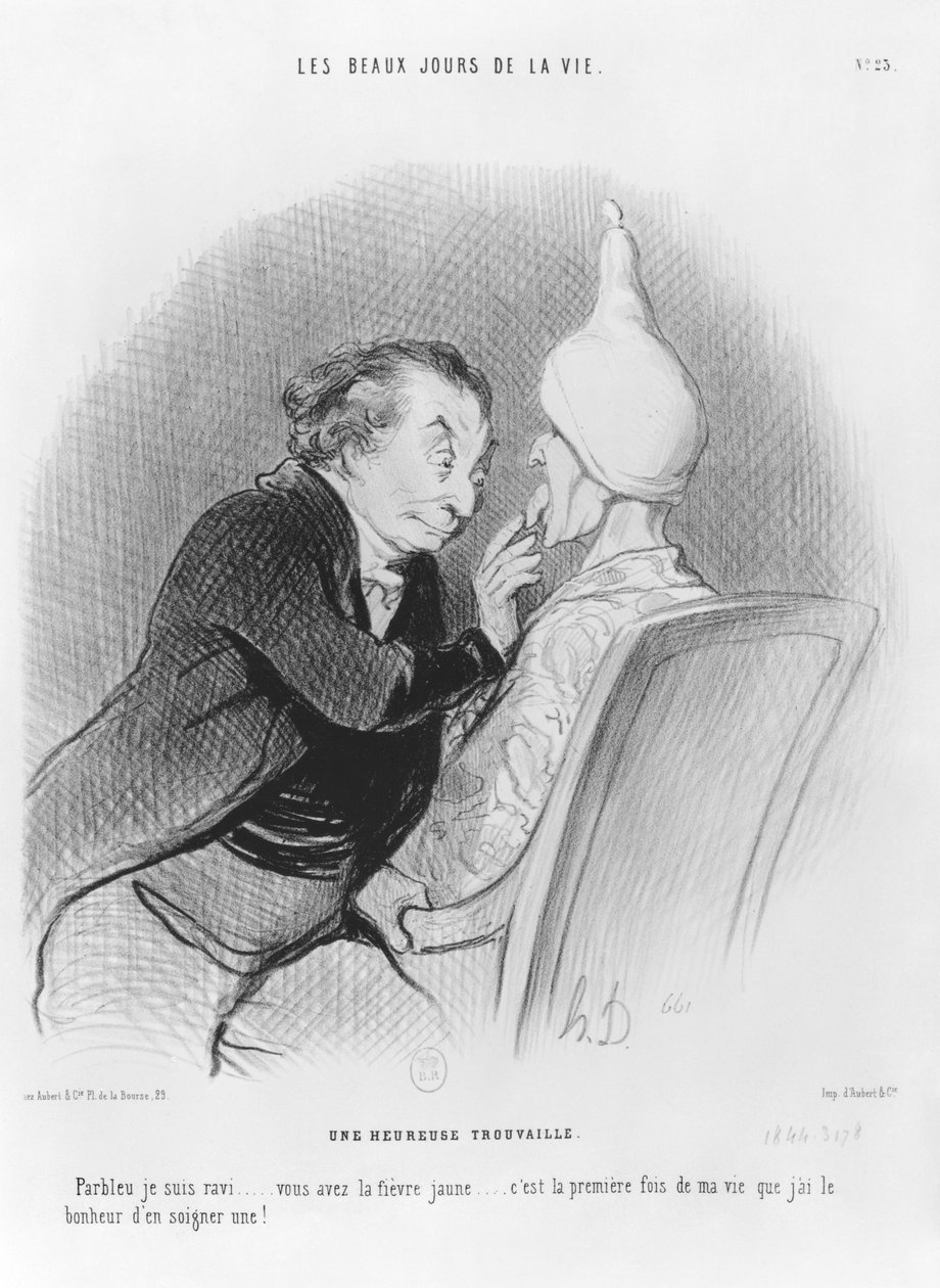 Seria „Les beaux jours de la vie”, Szczęśliwe znalezisko, płyta 23, ilustracja z „Le Charivari”, 11 września 1844 autorstwa Honoré Daumier