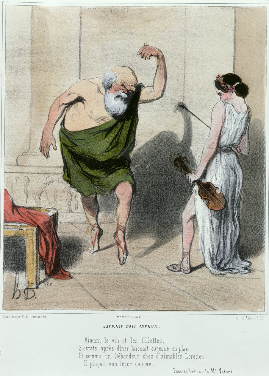 Sokrates (469-399 p.n.e.) z wizytą u Aspazji autorstwa Honoré Daumier
