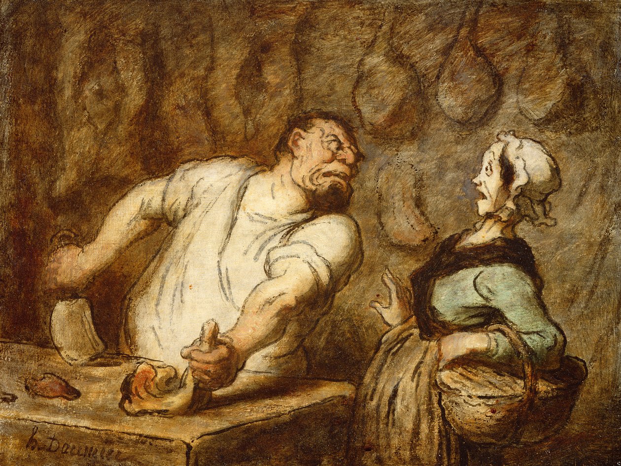 Rzeźnik, targ na Montmartre, ok. 1857-58 r. autorstwa Honoré Daumier
