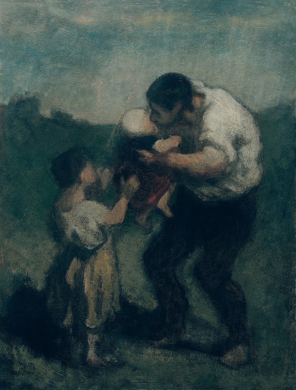 Pocałunek, ok. 1845-48 autorstwa Honoré Daumier
