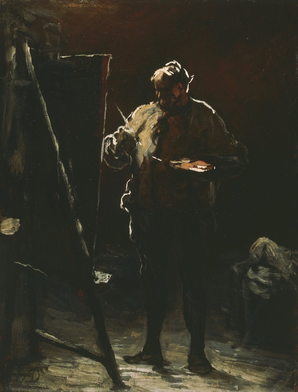 Malarz przy jego sztalugach autorstwa Honoré Daumier