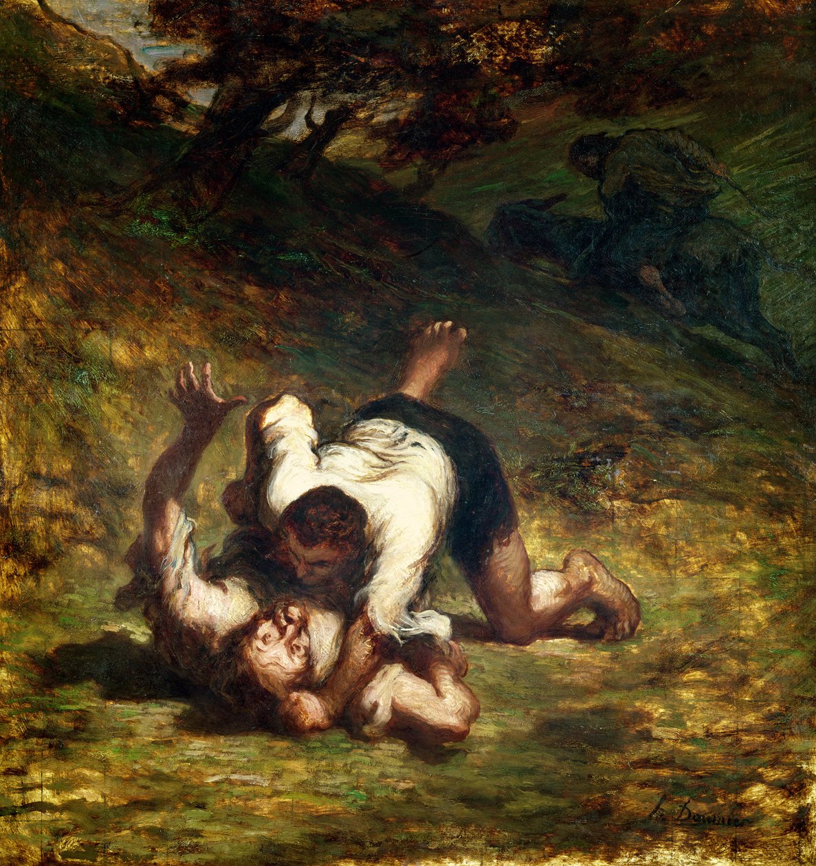 Złodzieje i osioł, ok. 1858-60 autorstwa Honoré Daumier