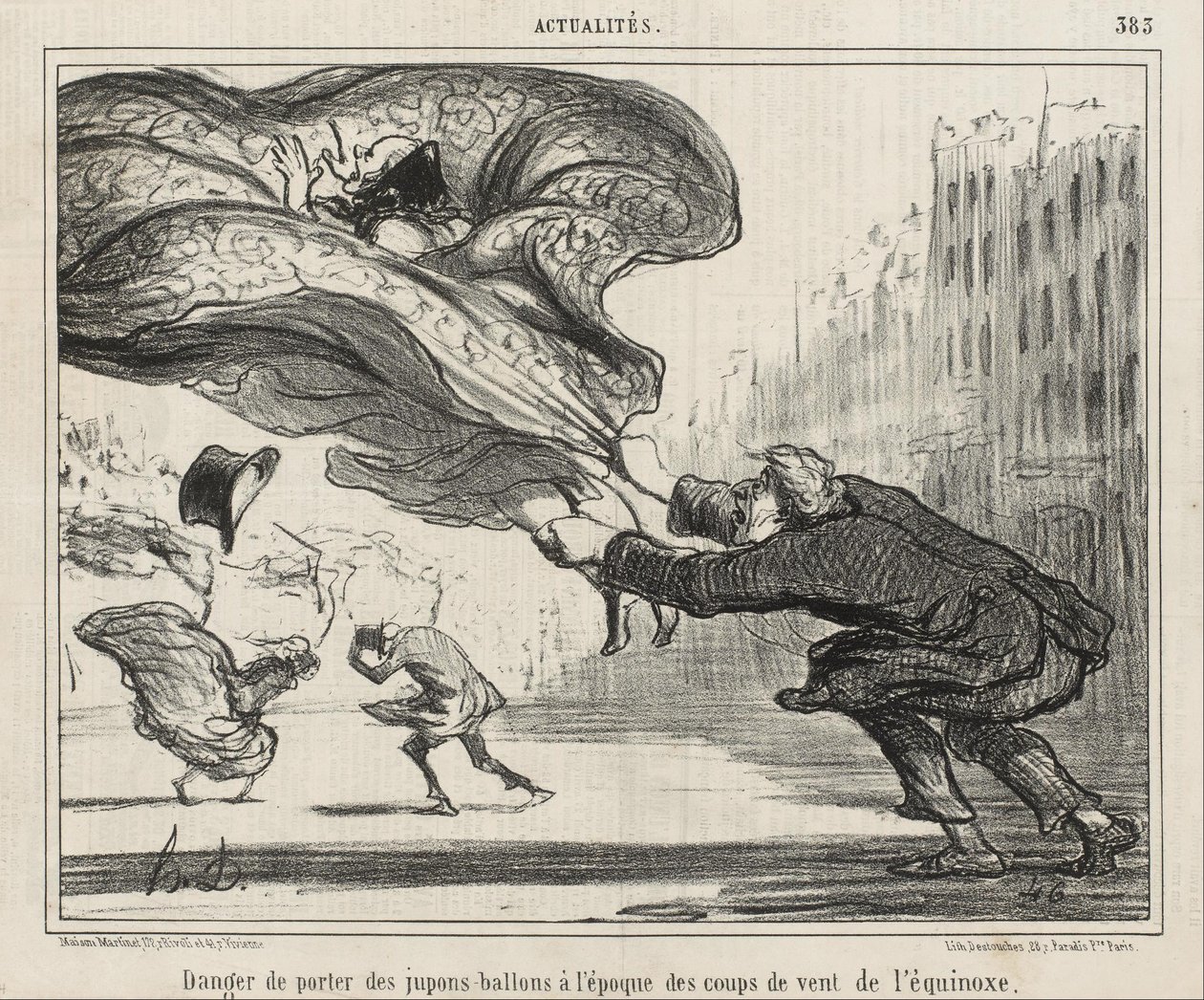 Niebezpieczeństwo noszenia spódniczek obręczy… autorstwa Honoré Daumier