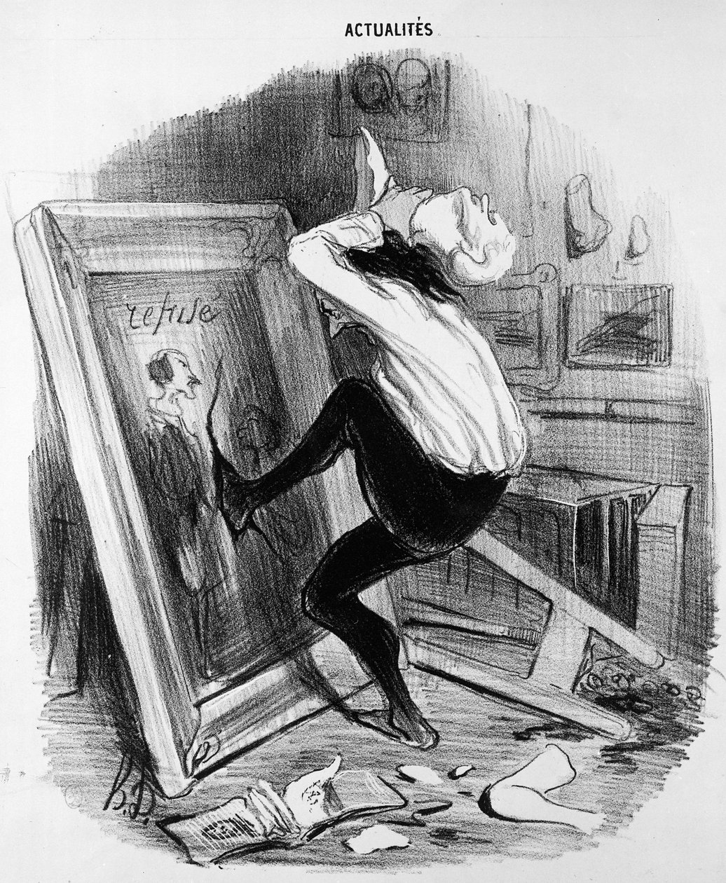„Niewdzięczny kraju, nie będziesz miał mojego arcydzieła”, 1840 r autorstwa Honoré Daumier