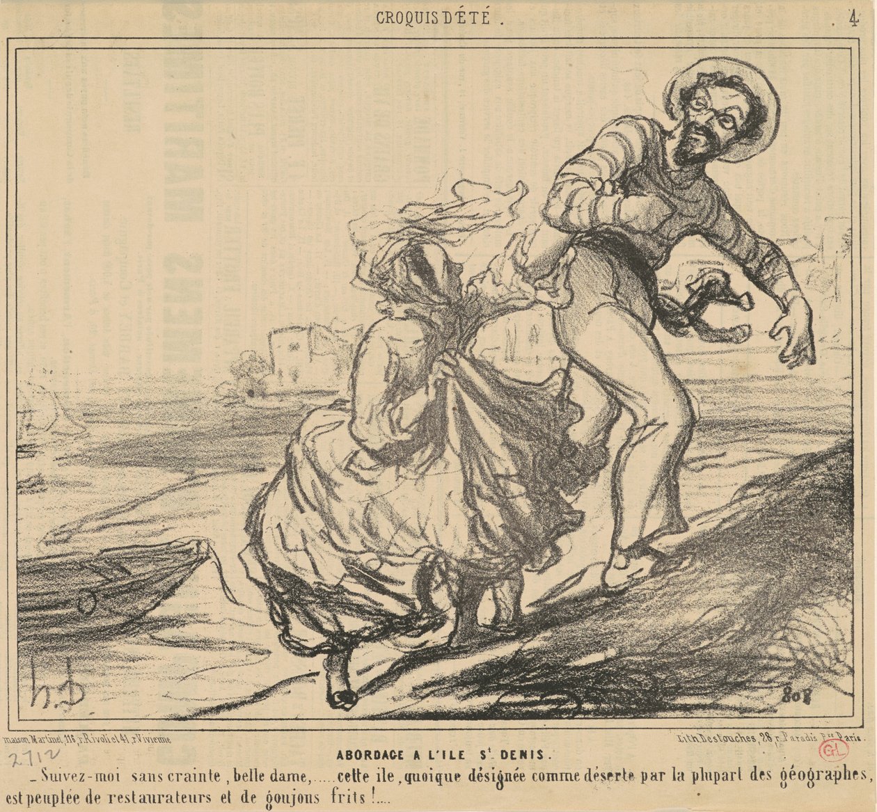 Wyżywienie na wyspie Saint-Denis autorstwa Honoré Daumier