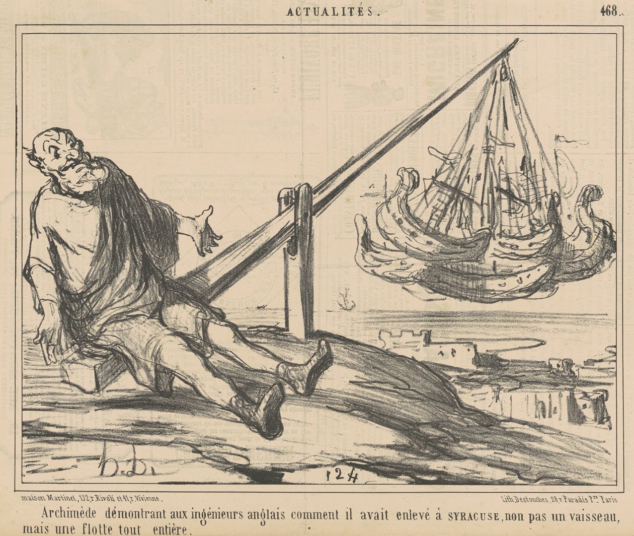 Archimedes demonstruje angielskim inżynierom... autorstwa Honoré Daumier