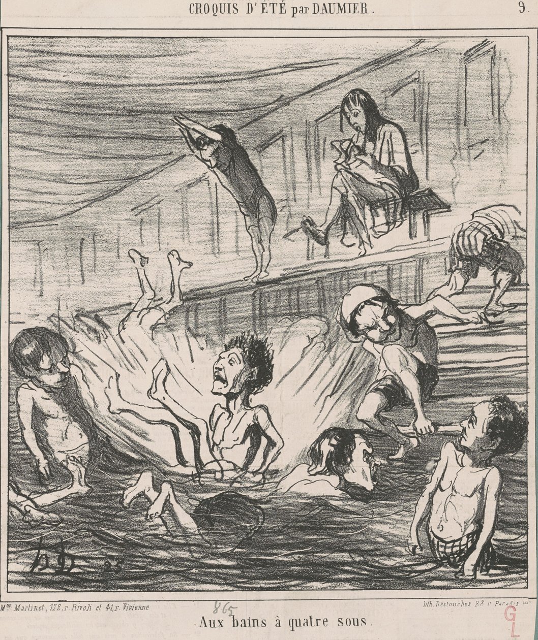 W łaźniach za cztery grosze autorstwa Honoré Daumier