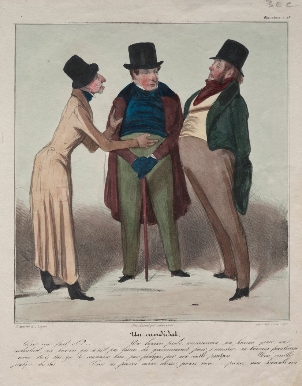 Tabliczka Caricaturana 48: Kandydat, 1837. autorstwa Honoré Daumier