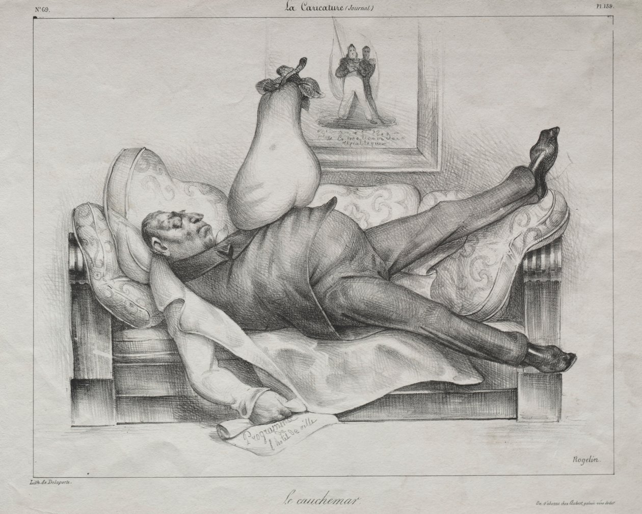 Karykatura, tablica 139: Koszmar, 1832. autorstwa Honoré Daumier