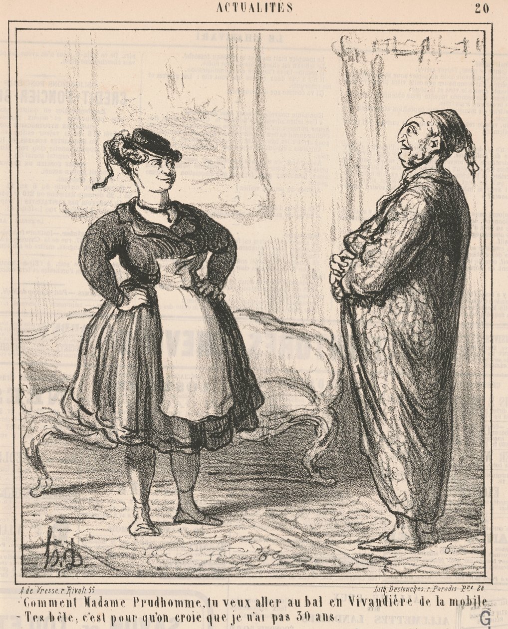 Jak Madame Prudhomme... Jako vivandiere... autorstwa Honoré Daumier