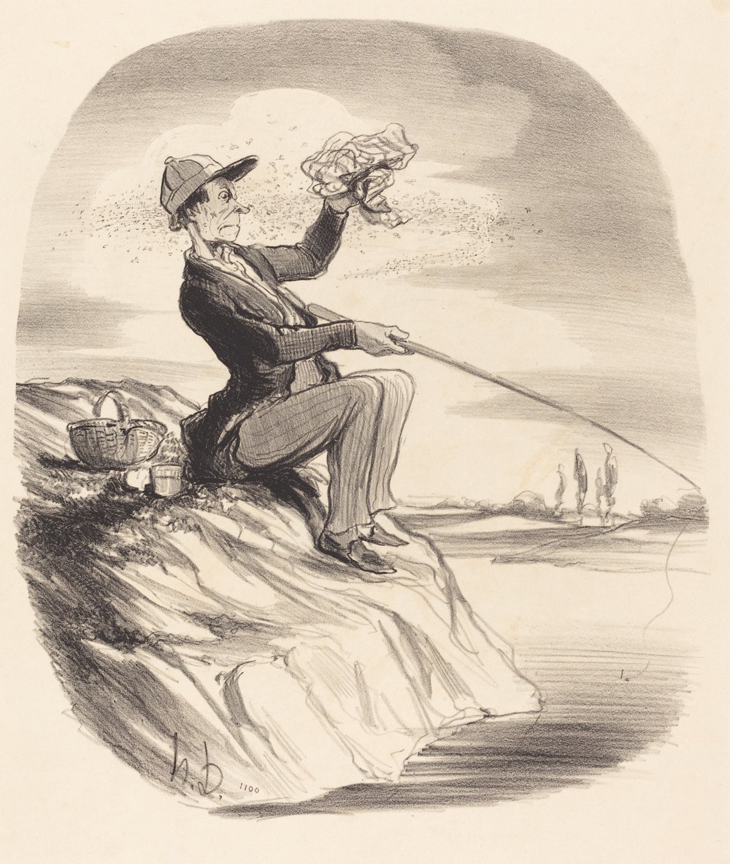 Niedogodność łowienia ryb... autorstwa Honoré Daumier