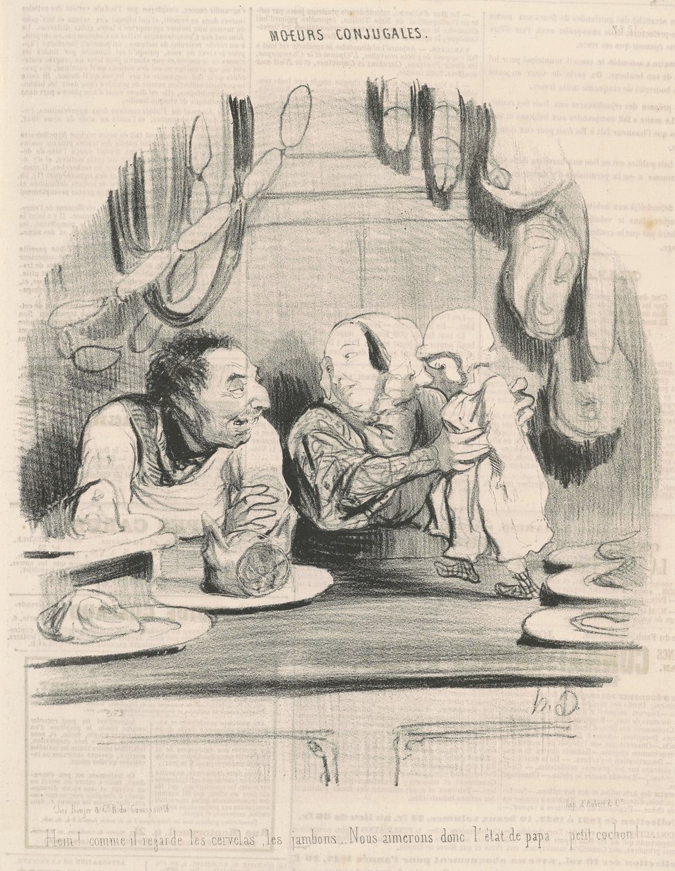Ech! jak patrzy na cervelas... autorstwa Honoré Daumier