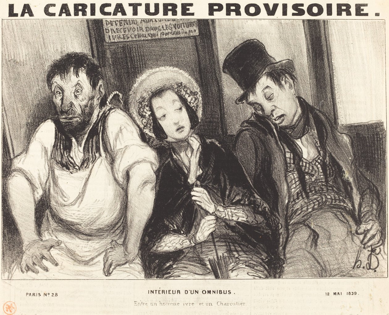 Wnętrze omnibusa autorstwa Honoré Daumier