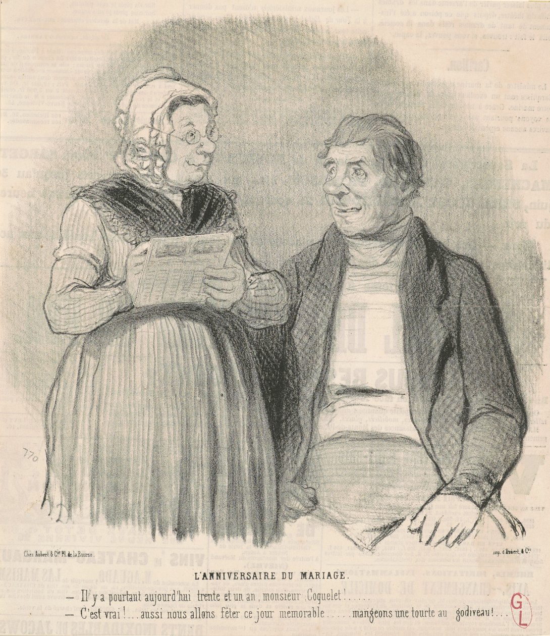 rocznica ślubu autorstwa Honoré Daumier
