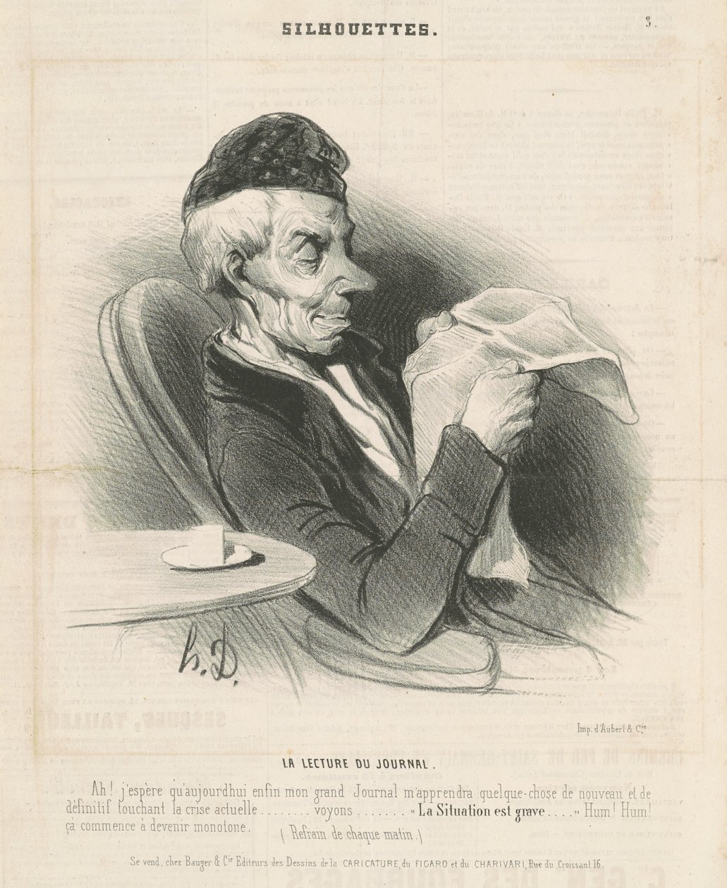 Czytanie gazety autorstwa Honoré Daumier